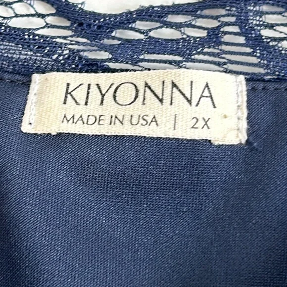 Kiyonna Nocturnal Navy Maxi Screen Siren Lace Formal Evening Gown Size 2X(18-20) - Picture 13 of 16